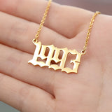 Birth Year Number Necklace Stainless Steel Chain Pendant Jewelry