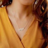 Birth Year Necklace Old English Number 925 Silver Plated Year Number Necklace
