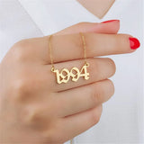 Birth Year Necklace Old English Number 925 Silver Plated Year Number Necklace
