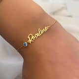 Birthstone Bracelet For Women Stainless Steel Name Jewelry Personalized