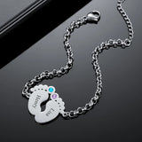 Personalized Birthstone Name Bracelet Charms Stainless Steel Engraved Jewelry