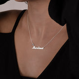 Birthstone Name Necklace Stainless Steel Personalized Nameplate Necklace