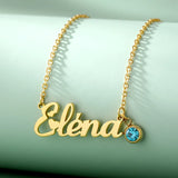 Birthstone Name Necklace Stainless Steel Chain Chocker Pendant Birthday Jewelry