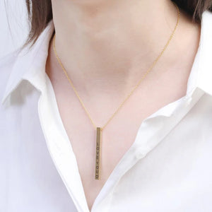 Personalized 3D Bar Vertical Necklace Initial Name Necklaces For Women