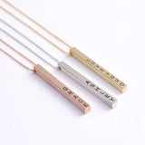 Personalized 3D Bar Vertical Necklace Initial Name Necklaces For Women