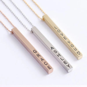 Personalized 3D Bar Vertical Necklace Initial Name Necklaces For Women