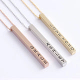 Personalized 3D Bar Vertical Necklace Initial Name Necklaces For Women