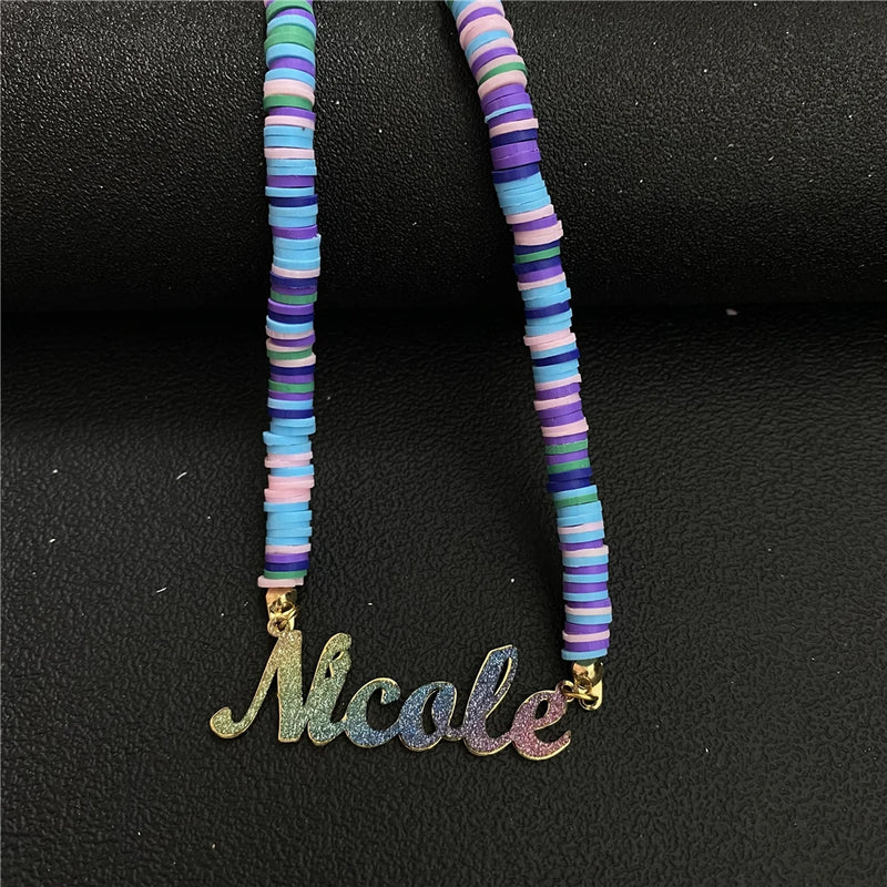 Bohemian Bead Name Necklace Personalized Choker Pendant Jewelry