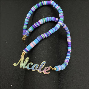 Bohemian Bead Name Necklace Personalized Choker Pendant Jewelry