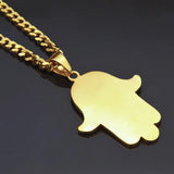 Bling Ice Out Hamsa Palm Protection Pendant Evil Eye Hiphop Necklace