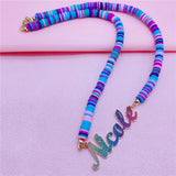 Bling Name Necklace Colorful Clay Beaded Necklace