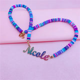 Bling Name Necklace Colorful Clay Beaded Necklace