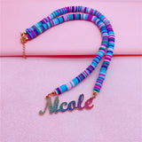 Bling Name Necklace Colorful Clay Beaded Necklace