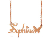 Personalized Glitter Name Necklace Stainless Steel Butterfly Necklace