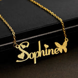 Personalized Glitter Name Necklace Stainless Steel Butterfly Necklace