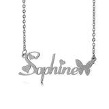 Personalized Glitter Name Necklace Stainless Steel Butterfly Necklace