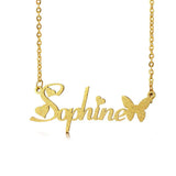 Personalized Glitter Name Necklace Stainless Steel Butterfly Necklace