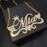 Glitter Name Necklace Cuban Chain Women Personalized Stainless Steel Jewelry