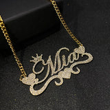 Glitter Name Necklace Cuban Chain Women Personalized Stainless Steel Jewelry