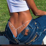 Rhinestone Letter Number Body Chain for Women