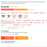 Rhinestone Letter Number Body Chain for Women