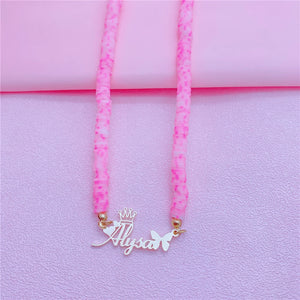 Bohemian Clay Bead Pendant Butterfly Necklace for Girls