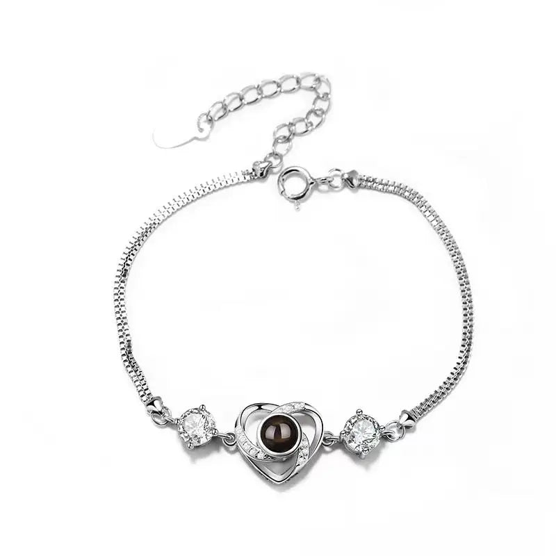 925 Silver Pet Photo Bracelet Personalized Christmas Gift