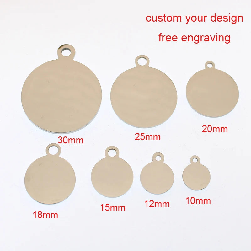 Stainless Steel Round Blank Pendant-Engrave Logo for Jewelry Making