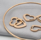 Heart Pendant Bracelet Engraved Name Stainless Steel Jewelry