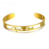 Personalized Name 2 Names Bangles Bracelets Stainless Steel Wedding Jewelry