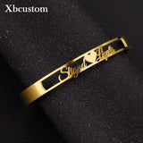 Personalized Name 2 Names Bangles Bracelets Stainless Steel Wedding Jewelry