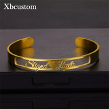 Personalized Name 2 Names Bangles Bracelets Stainless Steel Wedding Jewelry