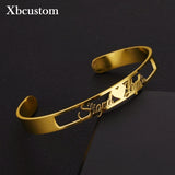 Personalized Name 2 Names Bangles Bracelets Stainless Steel Wedding Jewelry