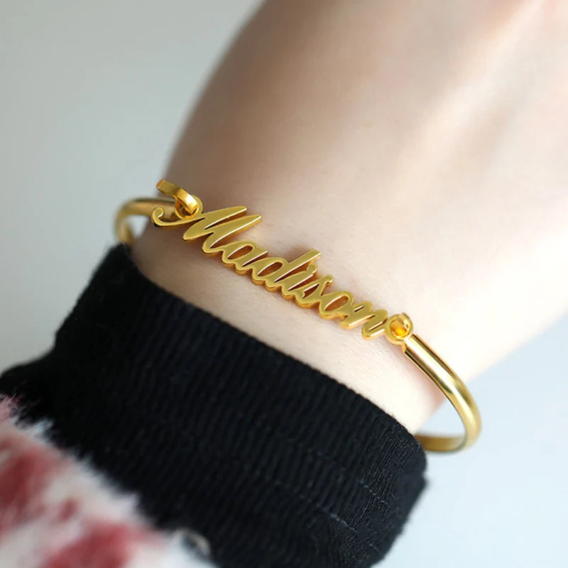 Personalized Name Calligraphy BFF Bracelets For Women Stainless Steel Bracelet