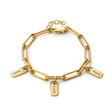 Personalized Rectangular Chain Nameplate Bracelet for Couples