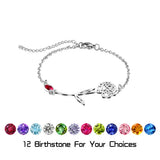 Flower Birthstone Bracelet Stainless Steel Women Personalized Jewelry