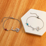 Flower Birthstone Bracelet Stainless Steel Women Personalized Jewelry