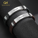 Personalized Name Bracelet for Men Stainless Steel Bangle Father's Day Gift