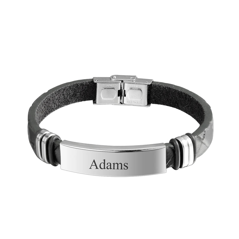 Personalized Name Bracelet for Men Stainless Steel Bangle Father's Day Gift