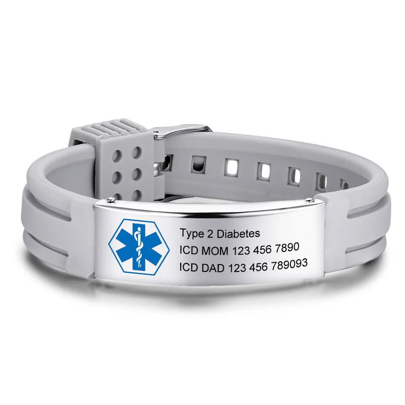 Stainless Steel Medical Alert ID Bracelet for Men