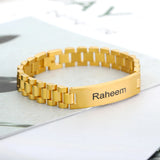 Stainless Steel ID Name Watch Bracelet Engraving Personalized Jewelry