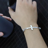 Braided Leather Rope Bracelets with Names for Couple Trust in God Cross Charm
