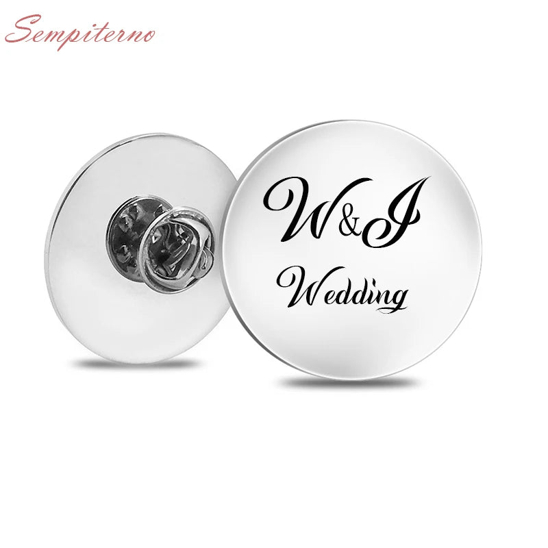 Wedding Logo Custom Engraved Brooch, Anniversary Gift
