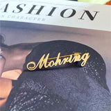 Stainless Steel Name Brooches with Safety Pin for Women Men
