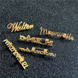 Stainless Steel Name Brooches with Safety Pin for Women Men