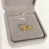 Stainless Steel Name Brooches with Safety Pin for Women Men