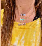 Bubble Letter Name Necklace Crystal Nameplate Pave Outline Necklaces Pendant