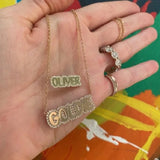 Personalized Rhinestone Bubble Name Necklace Zircon Letters Pendant