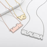 Personalized Rhinestone Bubble Name Necklace Zircon Letters Pendant
