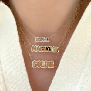 Personalized Rhinestone Bubble Name Necklace Zircon Letters Pendant